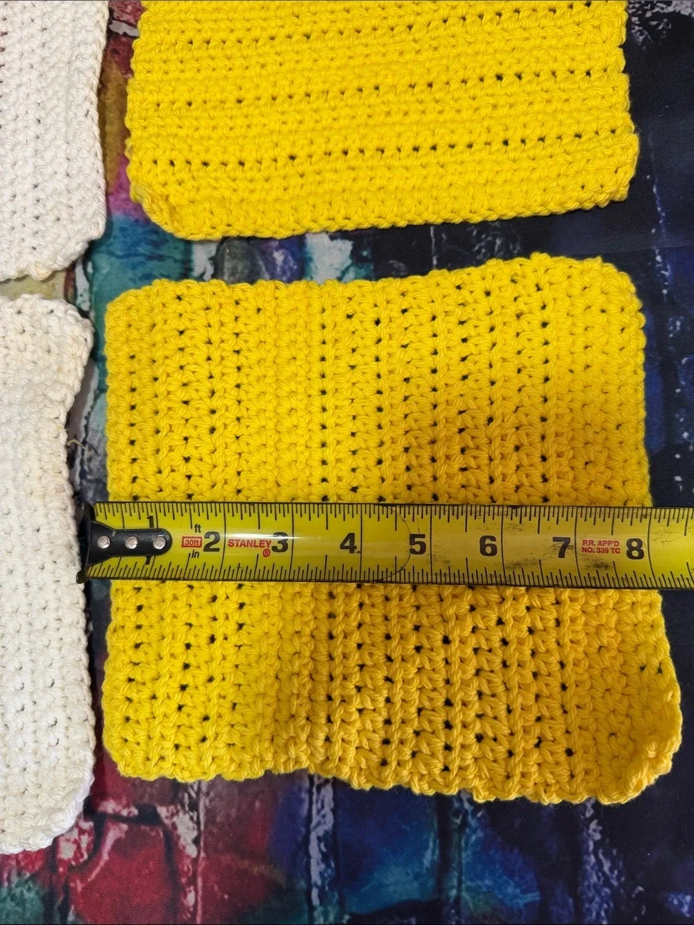 Handmade Crochet Dishcloths Set - Yellow, White & Pastel Stripes